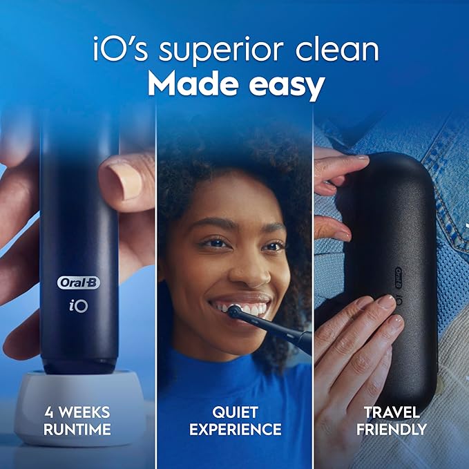 Oral-B iO Series 2 Limited Simple Clean Rechargeable Electric Toothbrush for Adults, Night Black, 3 Modes, Automatic Pressure Sensor for Gum Care, Travel Case