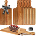 12 Packs Acacia Wood Cutting Board,12 x 6 Inch Plain Chopping Board with Handles Serving Board Wooden Kitchen Cutting Board Bulk with Rope and Plaid Ribbon for Vegetables Meat Pizza Cheese Fruit Bread