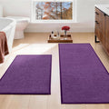 YIHOUSE Purple Bathroom Rugs Sets 2 Piece, Quick Dry Thin Bath Mat, Non Slip Absorbent Machine Washable, Bath Runner Rug for Bathtub Sink Home Decor (17"x24" + 17"x47")