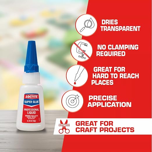 Loctite Super Glue Professional Liquid, Clear, 0.7 fl oz Bottle, 2 Pack - Superglue for Plastic, Wood, Metal, Crafts & Repair, Cyanoacrylate Adhesive Instant Glue, Quick Dry