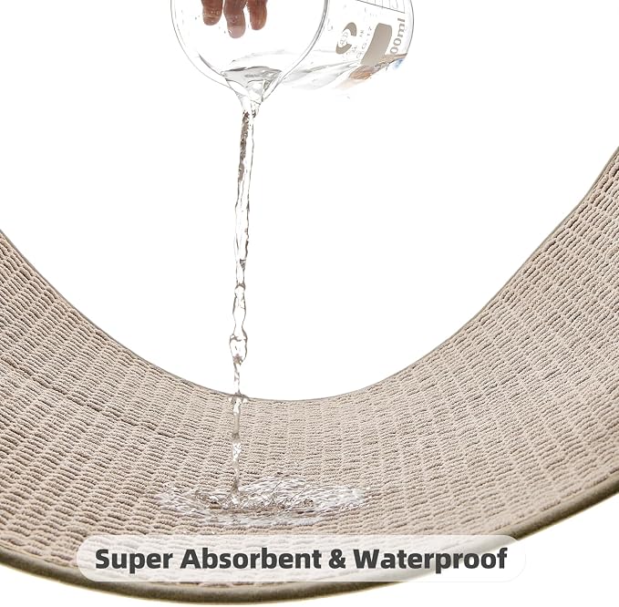TYUU Bathroom Rugs Non Slip Washable, Super Absorbent Thin Bath Mat Small Quick Dry Low Pile Bathroom Rug, Beige 16"x24"