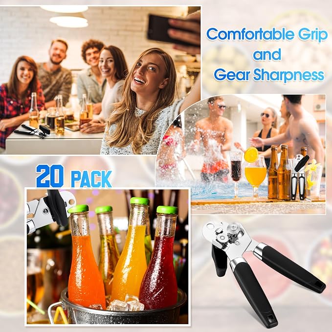 Gisafai 20 Pcs Manual Can Opener Bulk with Sharp Blade Smooth Edge Multifunctional Kitchen Gadget Handheld Openers Large Handheld Knob Can and Bottle Animals for Dorm Kitchen Essentials Gifts