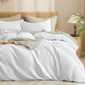PHF Waffle Weave Duvet Cover Set California King, No Snagging Ultra Soft Luxury Textured Breathable Comforter Cover for All Season 3pcs, Durable Bedding Duvet Set with 2 Pillow Shams, 104"x98", White