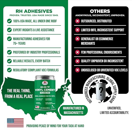 HH-66 Toluene Free Vinyl Cement 4 oz - Vinyl Adhesive, Cement Glue, Industrial Contact Cement for PVC & Vinyl Repair - Waterproof Flexible Vinyl Glue for Tarps, Pool Liners, Inflatables – RH Adhesives
