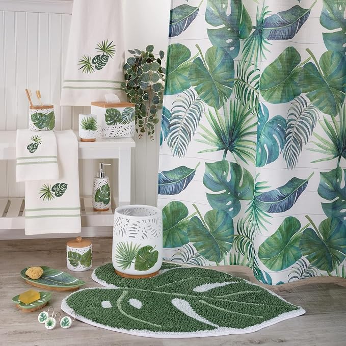 Avanti Linens - Soap Dispenser/Lotion Pump, Palm Tree Leaves Inspired Home Decor (Viva Palm Collection)