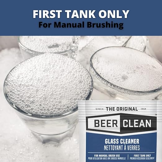 BEER CLEAN Diversey 990221 Glass Cleaner for Manual Brushing, Portion Control Bar Glass Washing Powder, Unscented, Packet, 0.5-Ounce (Pack of 100)