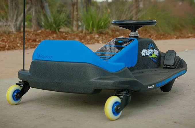 Razor Crazy Cart Shift Electric Go Kart for Kids Ages 6+ - 12V Drifting System, High/Low Speed Switch, Simplified Drifting, Riders up to 120 lbs, Black/Blue