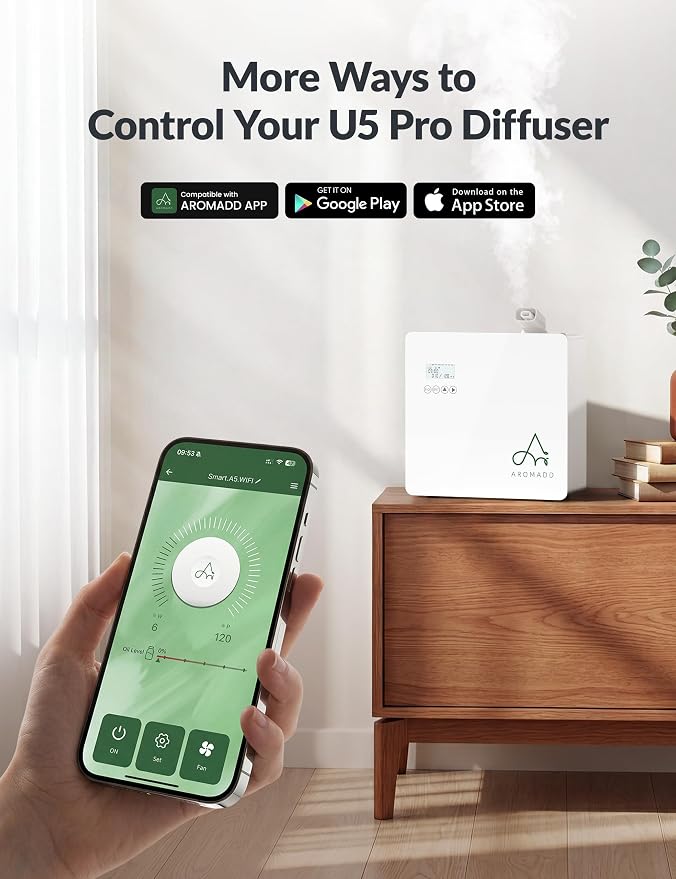 2026 Upgraded 3500 Sq.Ft HVAC Scent Diffuser for Home, Smart Whole House Scent System with App & Remote Control, Hotel Collection Waterless Diffuser for Large Room, Cold Air Tech, 600mL, White