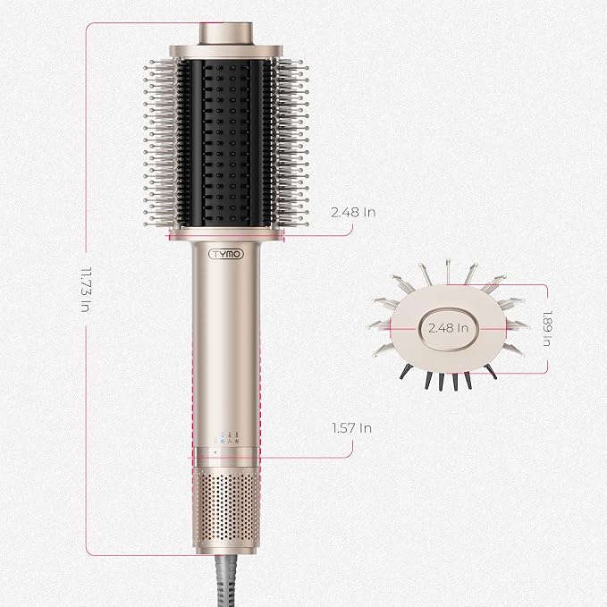 TYMO 4.0 Hair Blow Dryer Brush - Lightweight 3X Faster Drying 5-in-1 Ionic Blowout Hair Dryer Brush Adds Shine, Volume & Fullness for Smooth, Anti-Frizz Straight, Curl & Blowout Styles, Gold