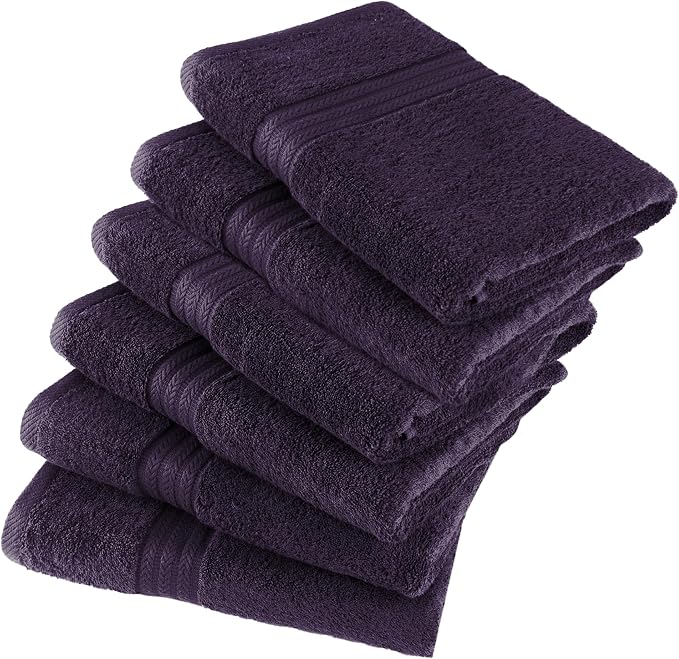 HERCULEAN Large Bath Towels 24 x 50 Pack of 6 | Quick Dry and Highly Absorbent | 100% Cotton Terry Towels for Bathroom - Perfect for Shower - Pool and Spa - Luxury Soft Towels - Plum