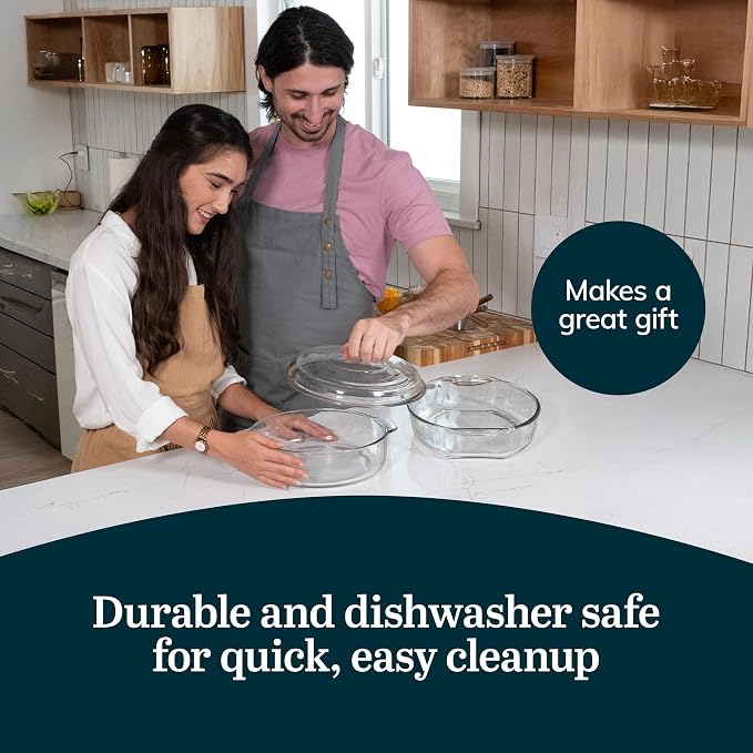 Libbey Baker's Basics 2 Piece Casserole Dish with Lid - Elegant Glass Casserole Dishes for Oven - Versatile Baking Dishes to Store Leftovers and More