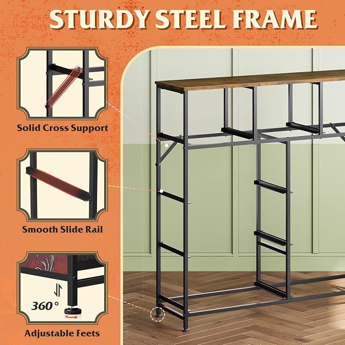 WLIVE 9 Drawer Dresser, Fabric Storage Tower for Bedroom, Hallway, Closet, Tall Chest Organizer Unit for Bedroom with Fabric Bins, Steel Frame, Wood Top, Easy Pull Handle, Pattern