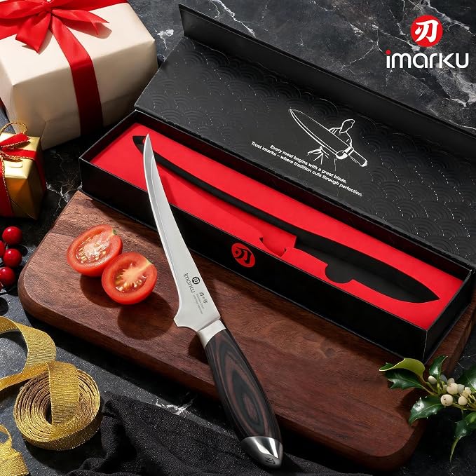 imarku 8 Inch Fillet Knife, Japanese High Carbon Stainless Steel | Razor Sharp Boning Knife, Professional Filet Knife for Precision Meat Deboning Fish Fillting, Ergonomic Pakkawood Handle
