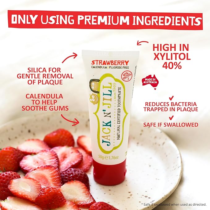 Jack N' Jill Natural Toothpaste, Flavor Free, 1.76 oz (Pack of 2) | Fluoride Free Kids & Toddlers Toothpaste, Gently Cleans Teeth, 40% Xylitol, No Artificial Dyes