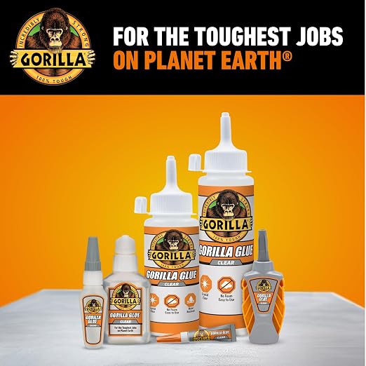 Gorilla Clear Glue, 3.75 Ounce Bottle (Pack of 1) - Crystal Clear, All Purpose, and Water Resistant