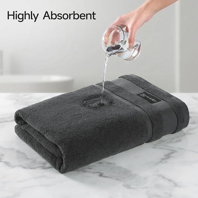 REDKISS 2 Pack Large Bath Towels Set, 100% Cotton, 31x63 in, Heavyweight 760G, Highly Absorbent & Quick Dry, Super Soft Luxury Towels for Bathroom,Hotel Collection - Gray Green