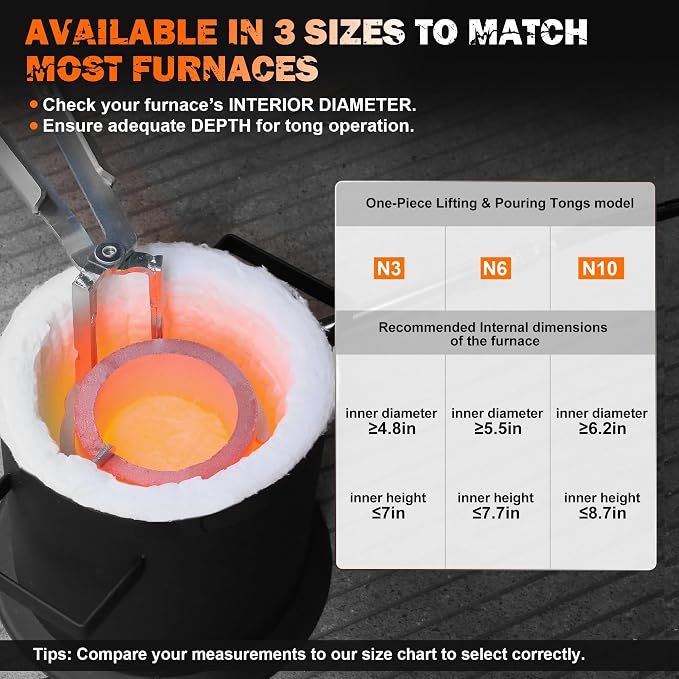 CANALHOUT 6kg Crucible Tongs Set for Melting Metal | 2-in-1 Lifting & Pouring Tong w/ Spouted Graphite Crucible, Ingot Mold & Gloves, for Metal Melting Jewelry Casting