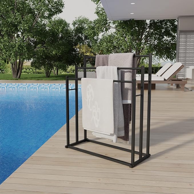 Honiter Towel Racks for Bathroom, 3 Tier Free Standing Towel Rack, Blanket Drying and Display Rack for Oversized Bath Towels Bathroom Accessories, Next to Tub or Shower