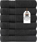 HERCULEAN Large Bath Towels 24 x 50 Pack of 6 | Quick Dry and Highly Absorbent | 100% Cotton Terry Towels for Bathroom - Perfect for Shower - Pool and Spa - Luxury Soft Towels - Charcoal Grey