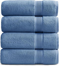 Springtree Home Luxury Bamboo Rayon Plush Bath Towel Set | 4-Pack | Blue | 35% Bamboo Rayon - 65% Zero Twist Cotton | Absorbent Quick-Dry Towels for Bathroom | Ultra Soft | OEKO-TEX Standard 100