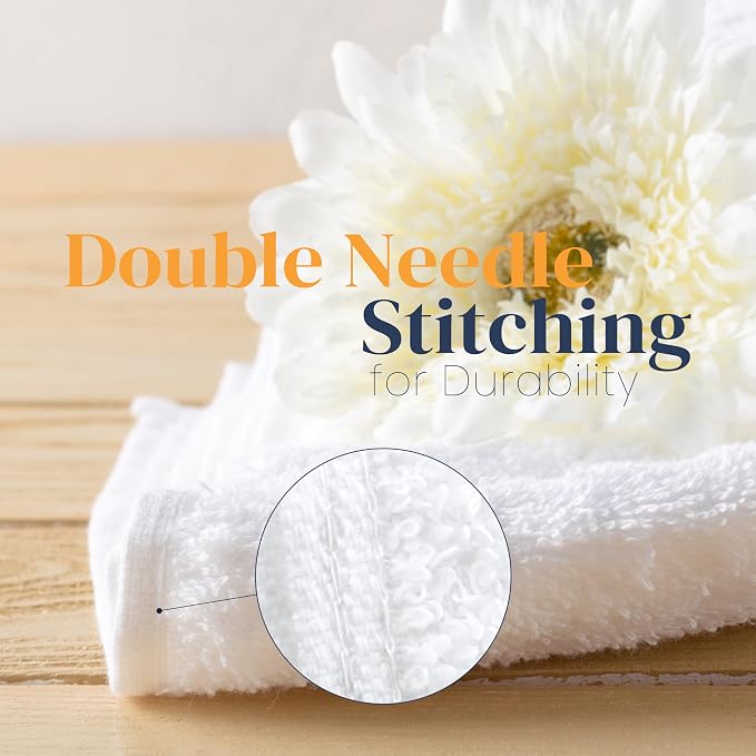 300 Pack Economy Bulk Washcloths (12x12) - White Face Cloths Bulk - Cotton Blend Commercial Cleaning Rags - Super Absorbing, Soft & Quick Drying Fingertip Towels for Hotels, Spa, Gym & Salon (010601)
