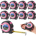 Youyole 10 Pack Tape Measure with Fractions 1/8 Steel Measuring Tape Retractable Easy Read Measurement Ruler Steel Power Blade (25 ft X 1 in,Pink)