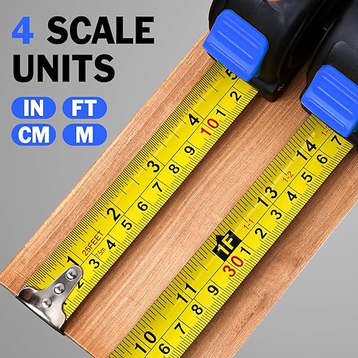Tape Measure 25 ft, 12 Pack Bulk Easy Read Measuring Tape Retractable, Self-Locking Measurement Tape 25 FT by 1 in