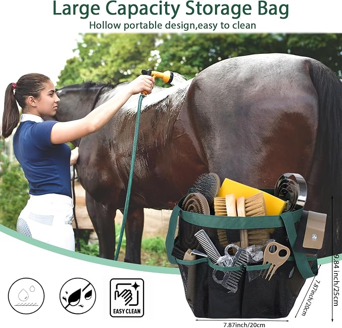 Horse Grooming Kit 13 Piece, Horse Brushes for Grooming Supplies Set with Organizer Bag, Horse Brush & Curry Comb for Effective Cleaning, Gift for Horses Riders Beginners