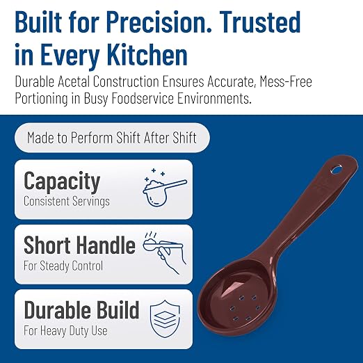 Carlisle FoodService Products 496101 Solid Short Handle Portion Control Spoon 1.5 oz