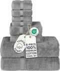 Chakir Turkish Linens Premium Cotton Absorbent Turkish Towels (8-Piece Towel Set, Gray)