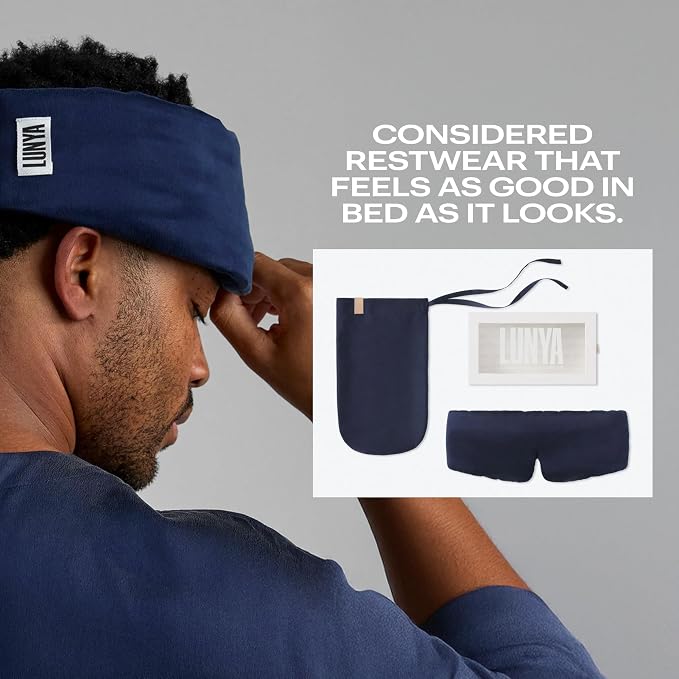 Lunya Women's Washable Silk Sleep Mask LUSK7000, Deep Blue, S | Washable Silk