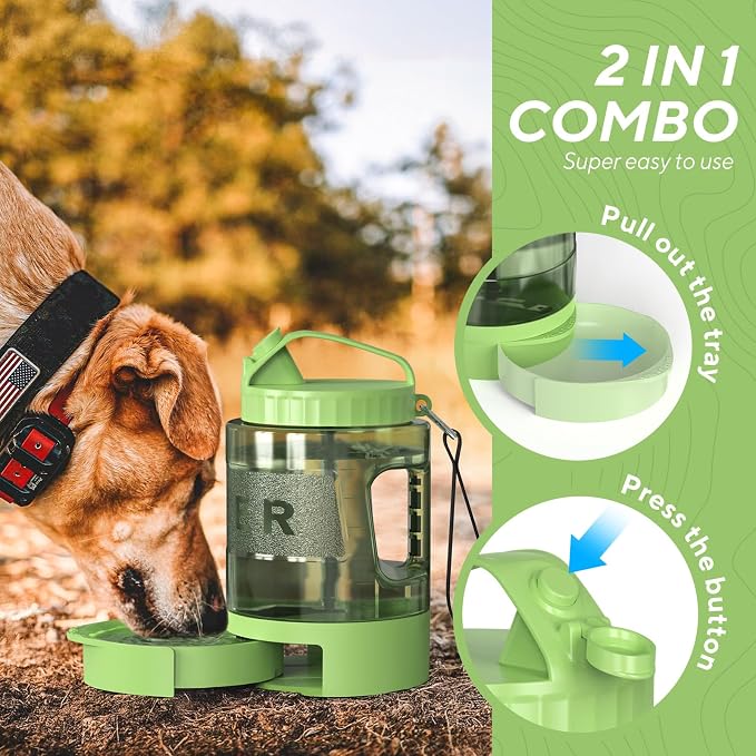 Portable Dog Travel Water Bottle - 77oz Large Travel Water Bowl for Dogs Camping Hiking Beach Traveling Essentials,Big Pet Bottles Bowl Water Dispenser for On The Go Park Car Walking Accessories