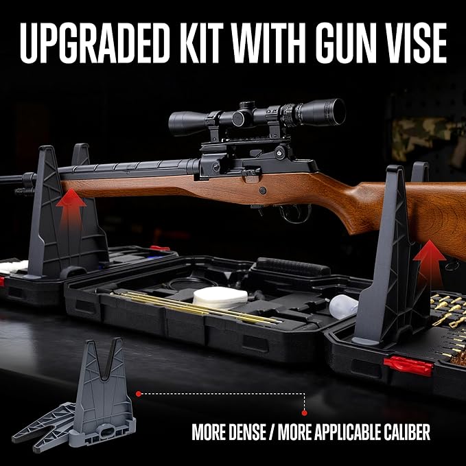 GLORYFIRE Elite Gun Cleaning Kit Universal Gun Cleaner for Shotgun, Pistol with Plastic Gun Holder, Reinforced and Lengthened Rods and Steel Wire, Gifts for Men, Dad, Husband