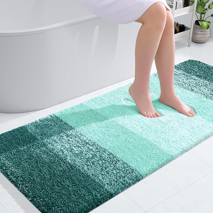 OLANLY Large Bathroom Rugs Mat 45x27, Extra Soft Absorbent Microfiber Bath Rugs, Rubber Backing, Quick Dry, Washable Bath Mat for Bathroom Floor, Tub and Shower, Home Decor Accessories, Blackish Green