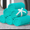 VOOVA & MOVAS Washcloths 6PC, 100% Cotton, 13x13 in, Turquoise | Thick, Quick Dry, Soft, Absorbent, Luxury Towels For Face, Fluffy Wash Cloths, Towel Gift Set