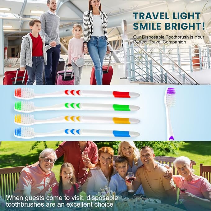 Navona 600 PCS Premium Toothbrushes Bulk, Individually Wrapped Toothbrushes, Disposable Toothbrush, Medium Soft Bristle Bulk Toothbrushe for Travel Hotel Donation, Ergonomics Handle