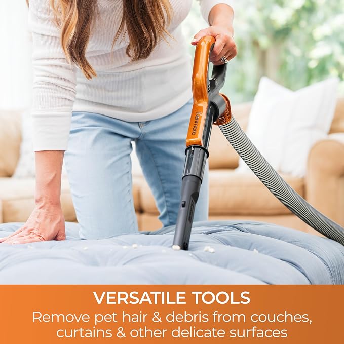Kenmore DU4080 Featherlite Lift-Up Bagless Upright Vacuum 2-Motor Power Suction Lightweight Carpet Cleaner with HEPA Filter, 2 Cleaning Tools for Pet Hair, Hard Floor, Orange