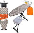 Ironing Board, 43"×13" with Iron Rest, 7 Adjustable Height & Clothes Shelf | Iron Board with Bulit-in Hook and Hanger Bar, 4 Layer Heat Resistant Cover and Pad for Home Apartment Dorm Laundry Room, Gray