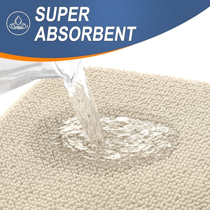 OLANLY Memory Foam Bathroom Runner Rug 47x24, Absorbent Long Bath Mat, Sand | Soft Quick Dry Bath Mat Rugs, Non-Slip, Machine Washable Mat for Bathroom Floor, Tub and Shower, Home Decor Accessories