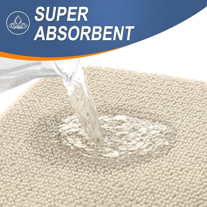 OLANLY Thick Memory Foam Small Bathroom Rug 24x16, Absorbent Bath Mat, Sand | Soft Quick Dry Bath Mat Rugs, Non-Slip, Machine Washable Mat for Bathroom Floor, Tub and Shower, Home Decor Accessories