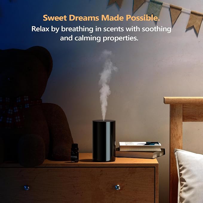 Airversa AN8 Waterless Diffuser for Essential Oil for Home, Room, White | Up to 600 sq ft, Battery Operated, 20mL, Timers & Mist Levels, Car Diffuser, for Office, Bathroom, Cold Air, Portable