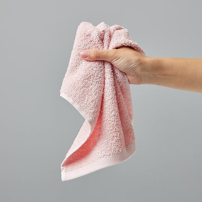 Amazon Basics washcloth for Bathroom, 100% Cotton Extra Absorbent, Fast Drying - Salon Towels, Petal Pink, Lavender, White, 12 x 12 in (Pack of 144)
