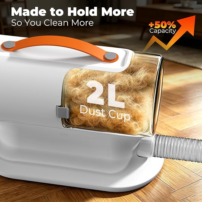 Dog Grooming Vacuum Kit, 12000Pa Strong Suction Pet Hair Vacuum for Shedding, Low Noise 50dB, 2L Large Capacity Dust Cup, Quiet Grooming Kit for Dogs & Cats, PG100