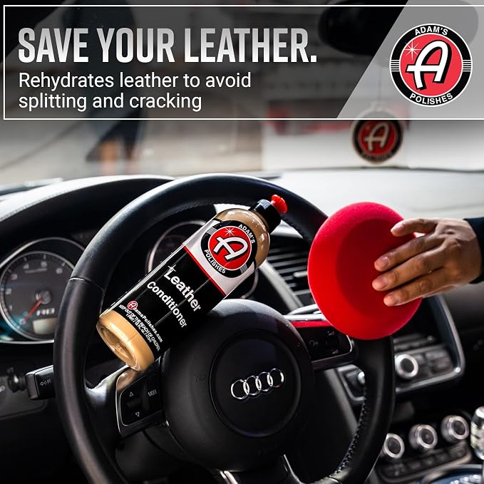 Adam’s Leather Care Kit - Leather Cleaner & Conditioner Car Cleaning Supplies | UV Protection for Interior Accessories Steering Wheel Seat Dash Vinyl Shoe Polish Jacket | Safe Auto Chemical (Kit)