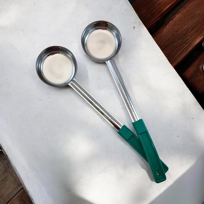 4 oz Solid Stainless Steel Portion Control Ladle Spoon | Commercial-Grade Spoodle for Portioning & Serving - Soups, Sauces & Buffet Service. Color-Coded by Size. Dishwasher Safe.