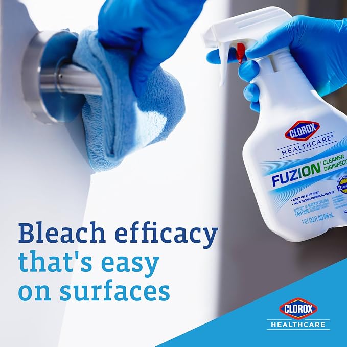Clorox Healthcare Fuzion Cleaner Disinfectant Spray, No Strong Chemical Odors, Tough on Germs, Disinfecting Bleach Spray, 32 fl. oz., Pack of 9