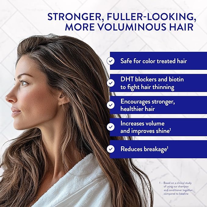 Routine Wellness Anti-Thinning Shampoo and Conditioner Set for Thinning Hair - Biotin DHT Blocker Women & Men - Color Safe Shampoo for Hair Loss & Healthier Hair - Coconut & Vanilla Set