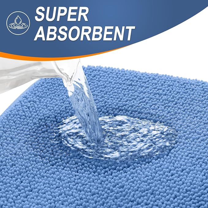 OLANLY Memory Foam Bathroom Rugs 30x20, Absorbent Bath Mat, Cornflower Blue | Soft Quick Dry Bath Rugs Mats, Non-Slip, Machine Washable Carpet for Bathroom Floor, Tub and Shower, Home Decor Accessories