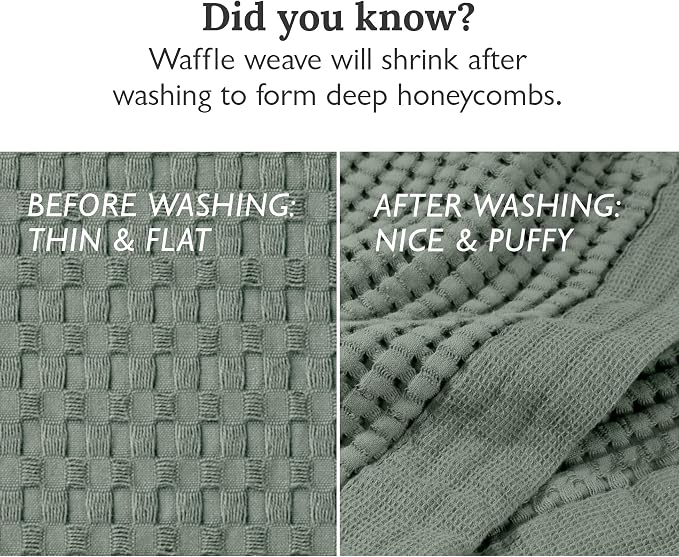 GILDEN TREE Waffle Hand Towels for Bathroom Quick Dry Large Luxury Lint Free Super Absorbent Cotton Hand Towels Set of 2, Modern Style (Sage Grey)