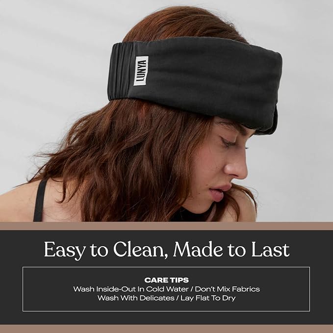 Lunya Women's Washable Silk Sleep Mask LUSK7000, Immerse Black, L | Washable Silk